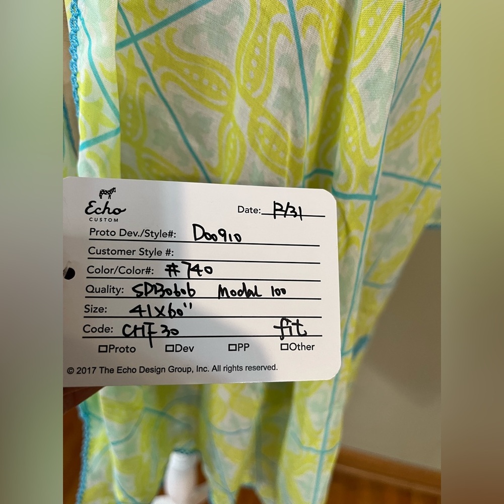 Echo Yellow and Blue Patterned Kimono Swim Cover Up NWT OS - Picture 4 of 6